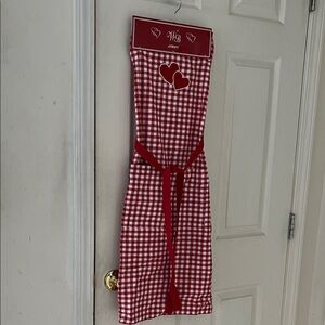 Red and White Checkered Apron with Heart Design